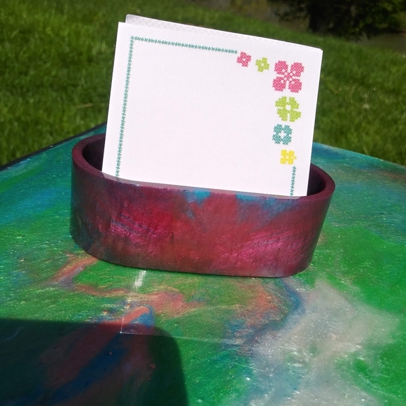 Purple Post It Note Holder Organizer Resin Art Handmade Cute Office Desk - Picture 9 of 12